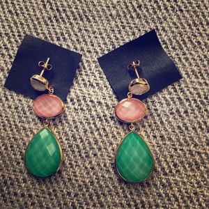 Pink & green preppy earrings